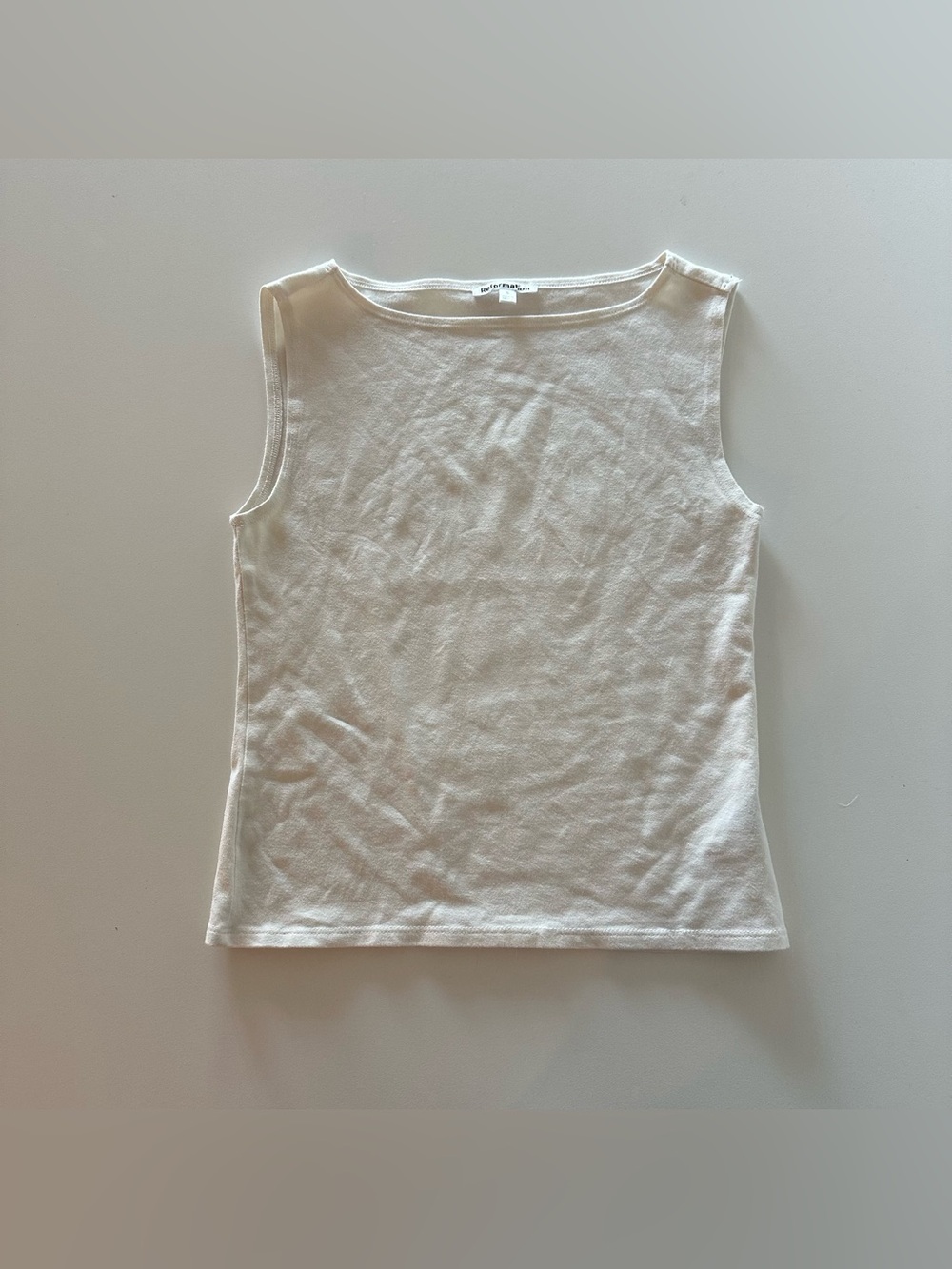 Reformation Dusk Stretch Knit Top White Cream Boatneck Wide S Organic Cotton
So